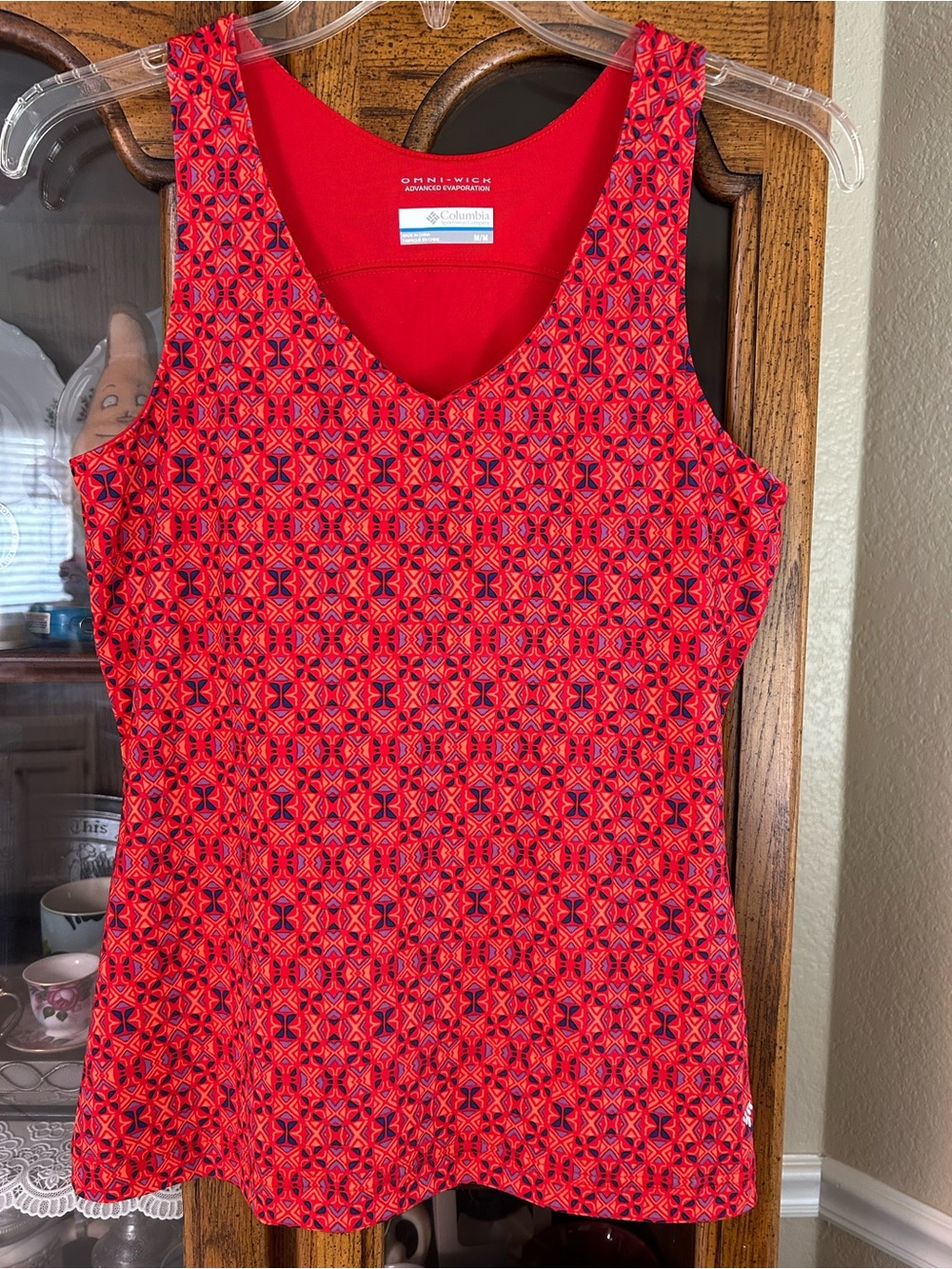 Columbia Red and Navy Geometric Sleeveless Tank